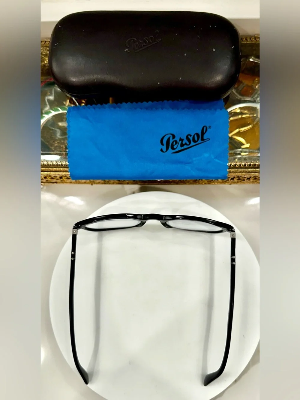 Persol Handmade Italy 3303-V Classic Black Rx Eyeglass Frames, Persol Case/Cloth
